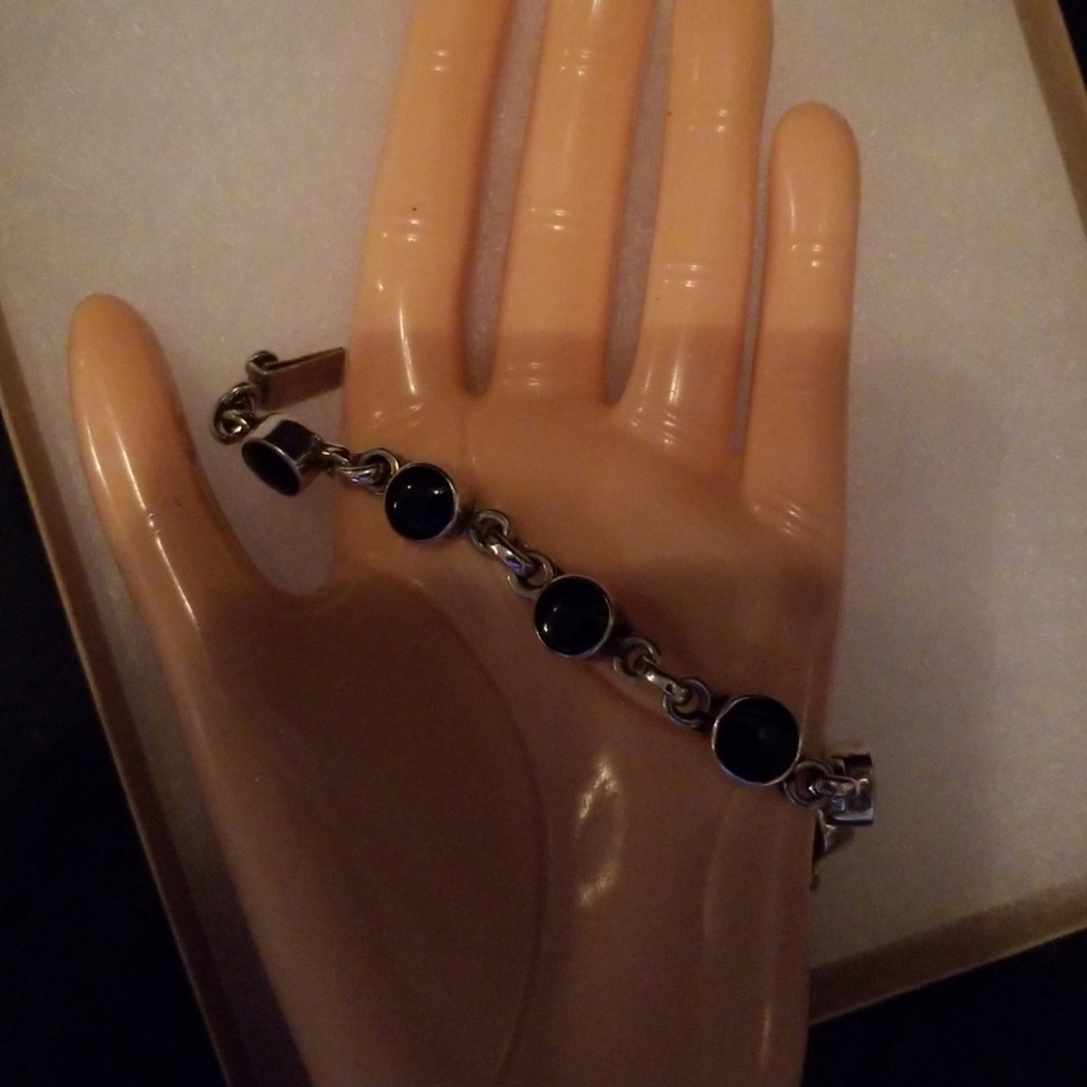 Sterling Silver Bracelet with Black Onyx